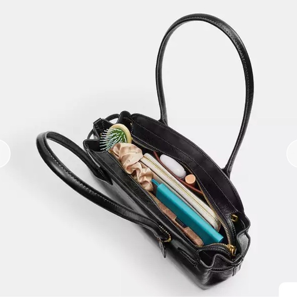 NWT Coach Empire 34 Shoulder Bag in Black Glazed Leather - Picture 8 of 9